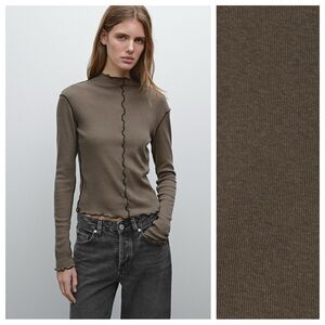 Massimo Dutti Brown Long Sleeve Top